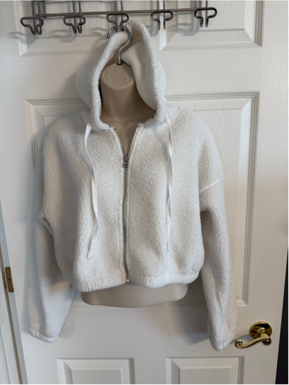 Splendid Sundown White Cropped Sherpa Fleece Zip Hoodie XS